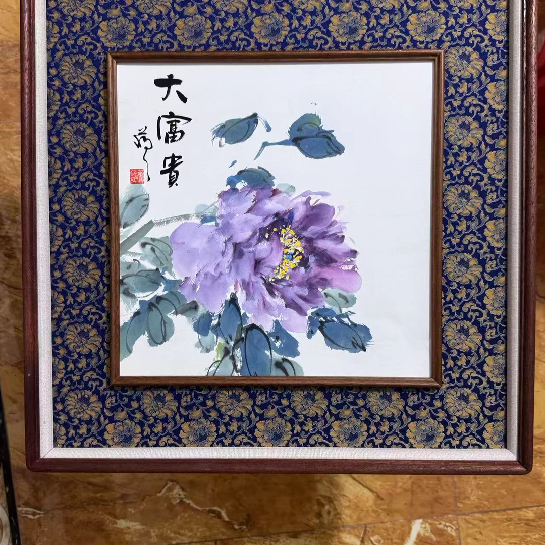 42花开富贵牡丹花自贴画客厅玄关国风竖版现代装饰