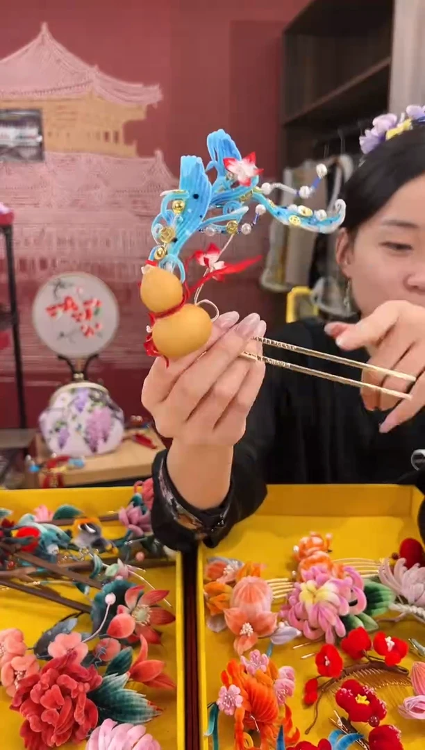 【闪购商品】刺绣非遗绒花（发饰）