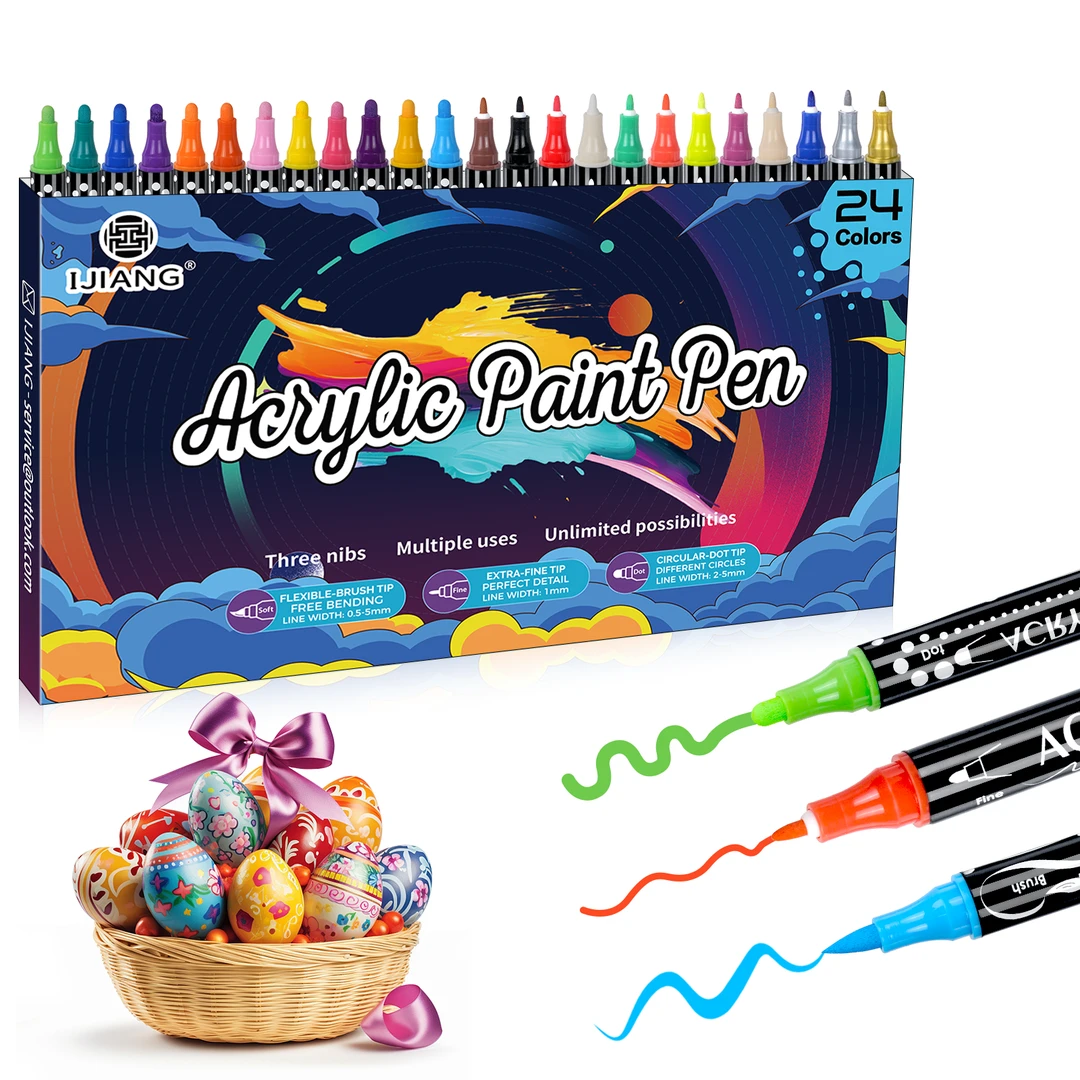 双头丙烯24色小学生用无味无毒DIY手绘防水不透色儿童绘画专用