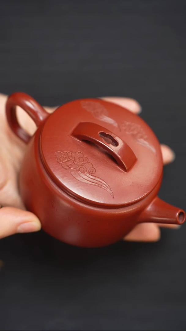 【闪购商品】紫砂茶壶朱泥祥云盖汉瓦160cc
