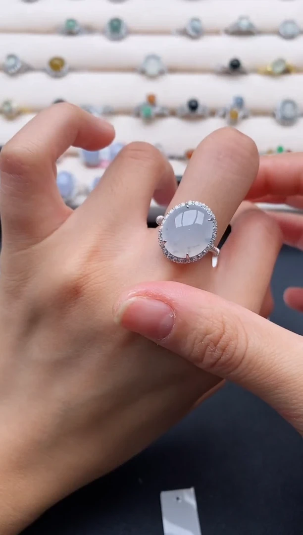 银S925镶嵌戒指翡翠3333333+5