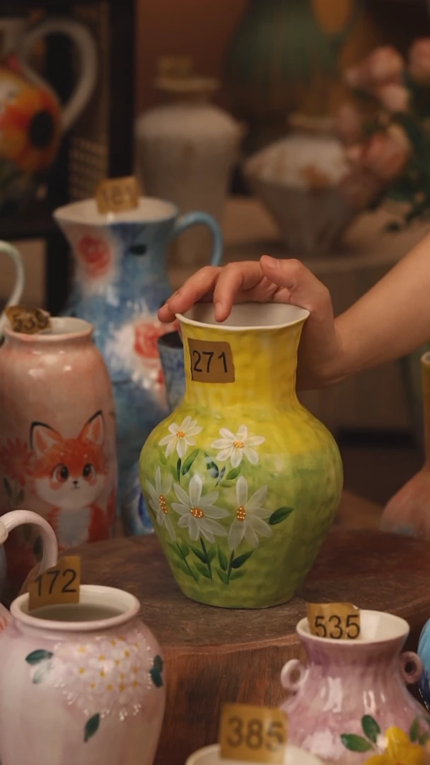 陶瓷271景德镇设计师手作花器摆件侘寂风