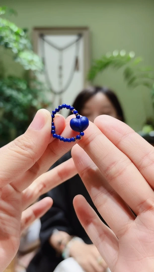 银S925镶嵌青金石戒指青金石指环pp