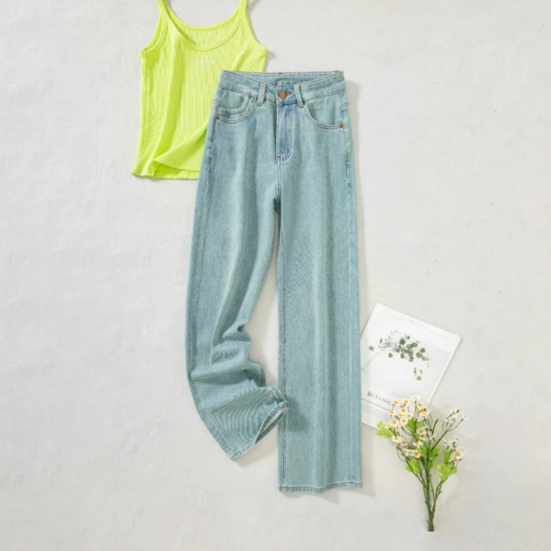 【春款上新】2025春季显瘦阔腿休闲白色窄版高腰时尚长牛仔裤8027