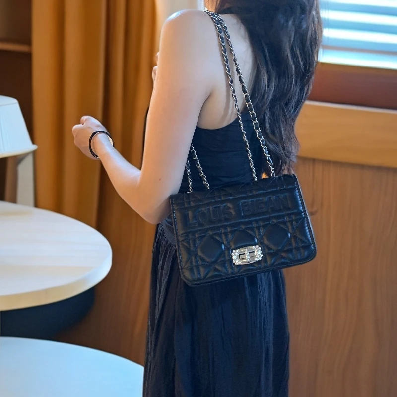 【新款畅享】2025新款路易彼岸高级质感链条单肩包斜挎包黑色3138
