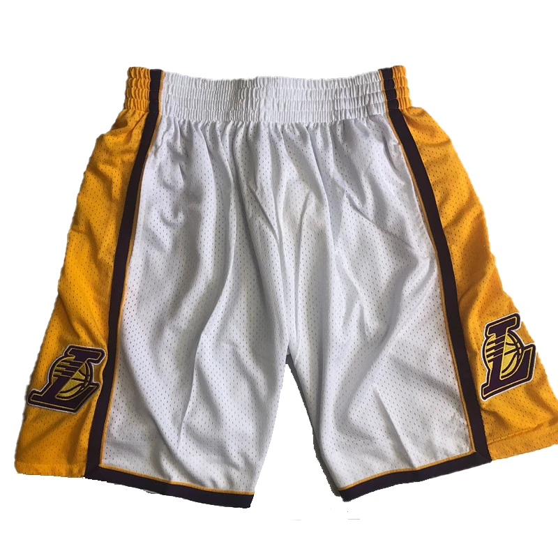 湖人白色网眼球裤密绣款篮球训练速干透气运动服