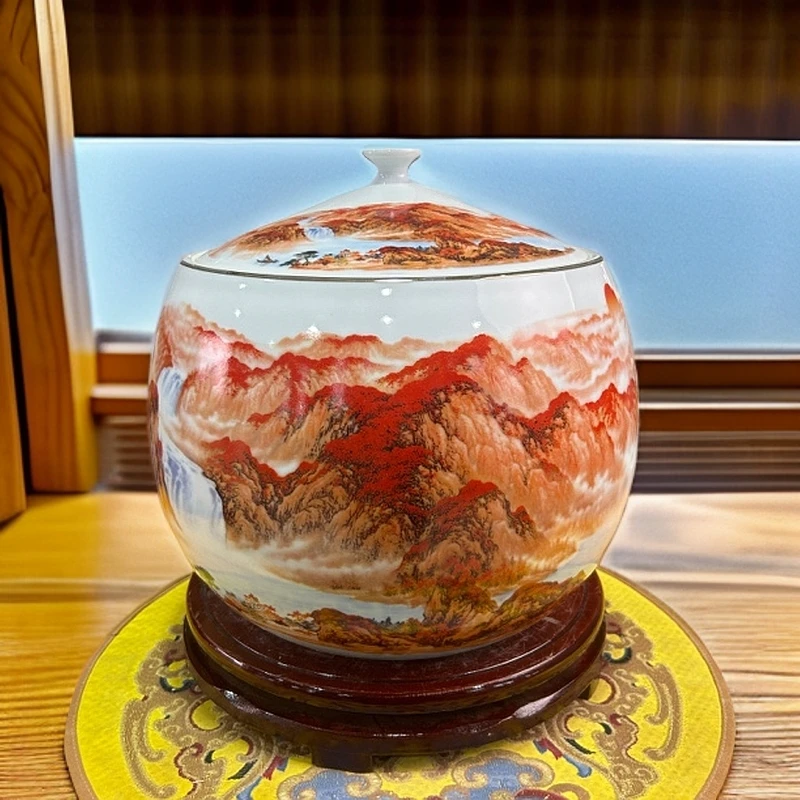 鸿运当头陶瓷盖罐储物罐