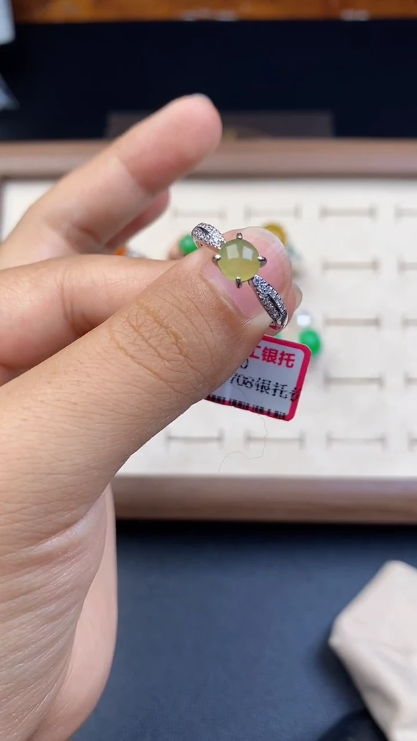 翡翠戒指银S925镶嵌63675745