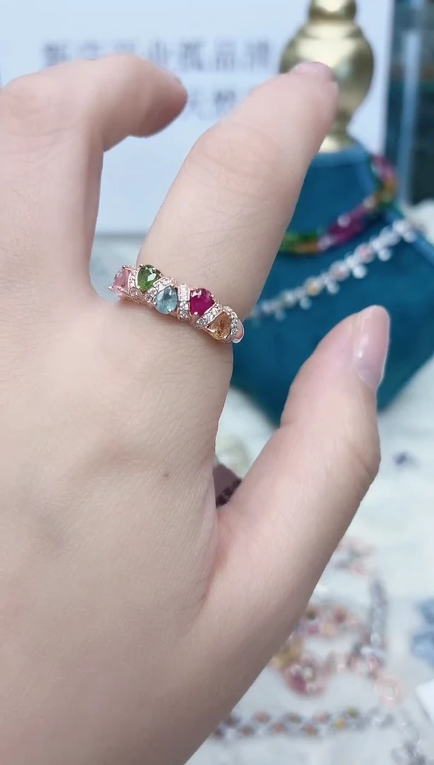 银S925镶嵌戒指碧玺355ZB1202产品一个（多样性）