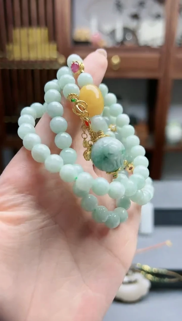 【闪购商品】翡翠颈饰银S925镶嵌翡翠多宝长串*1 XQ