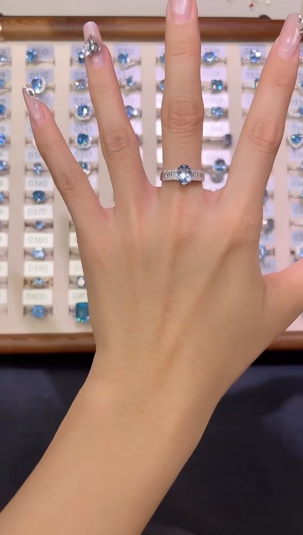 海蓝宝石戒圈银S925镶嵌0000