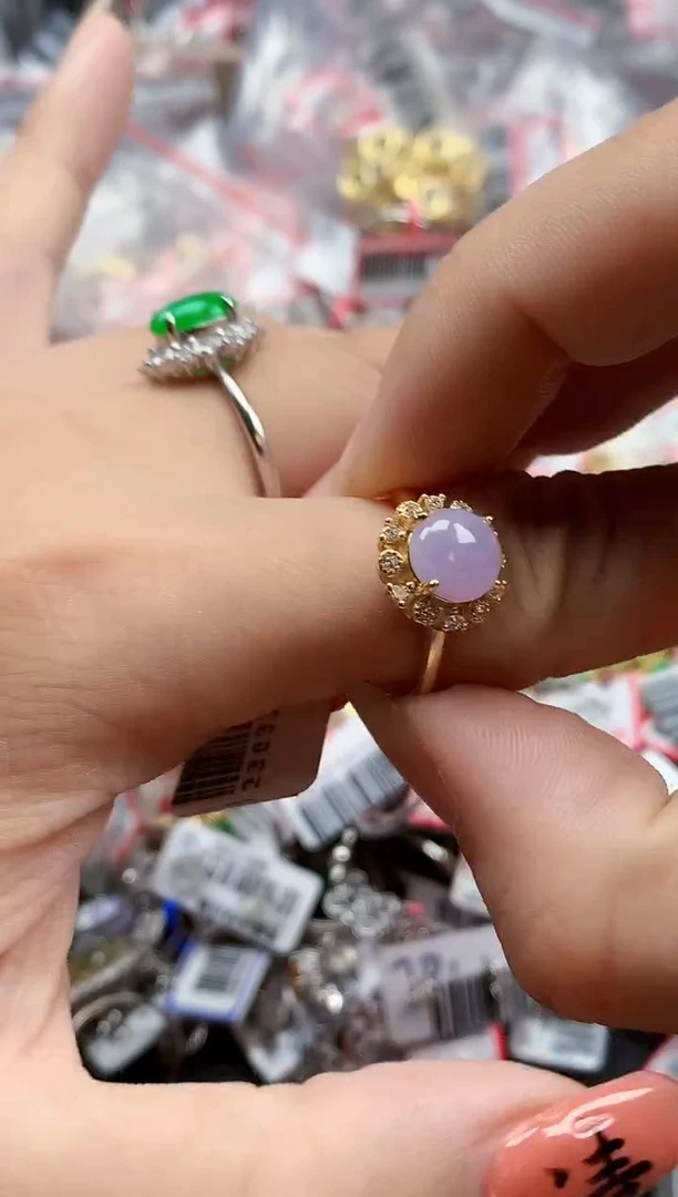 银S925镶嵌戒指翡翠天然A货缅甸翡翠