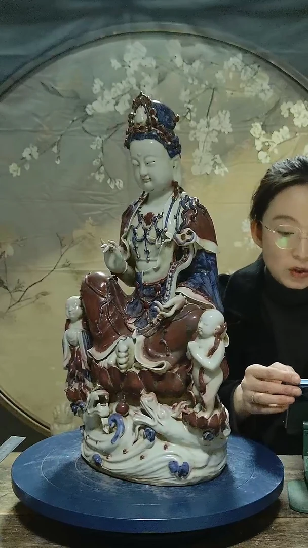 摆件湖田窑观音造像高55公分