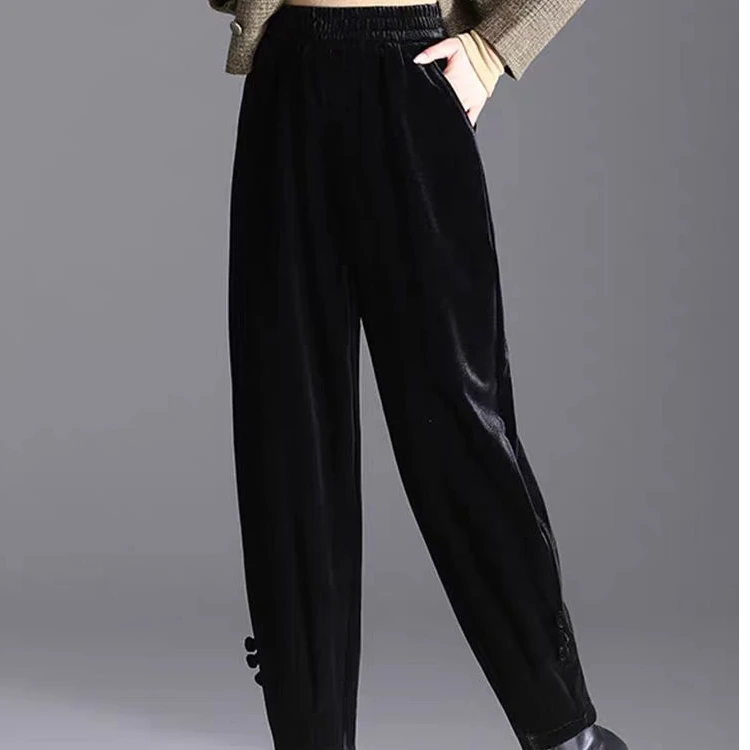 新款时尚气质丝绒哈伦裤
