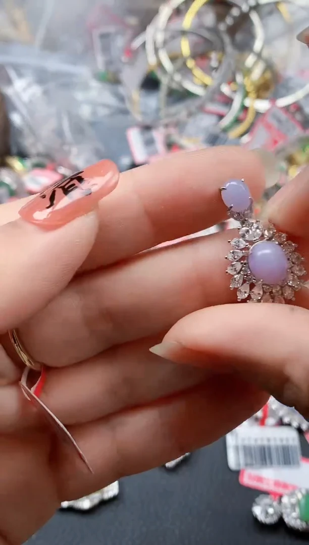 银S925镶嵌戒指翡翠天然A货缅甸翡翠