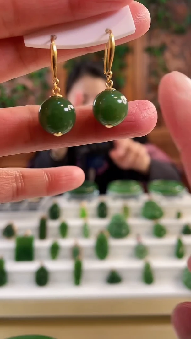 【闪购商品】和田玉耳钩银S925镶嵌大气贯穿耳钩12毫米