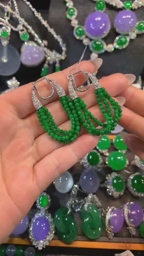 【闪购商品】翡翠耳饰18K金镶嵌耳饰