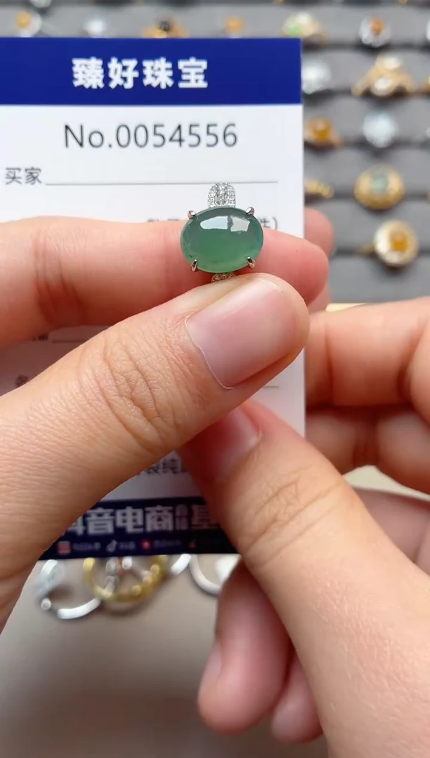 银S925镶嵌戒指翡翠1