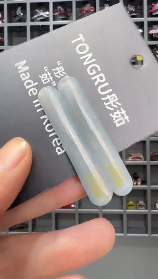 醋酸非金属韩国醋酸品牌发饰5.5cm加厚一字鸭嘴边夹一对透蓝色