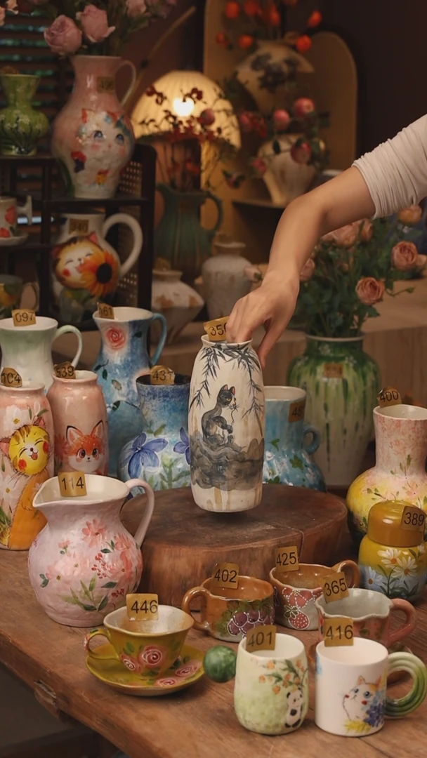 陶瓷景德镇设计师手作花器摆件侘寂风350