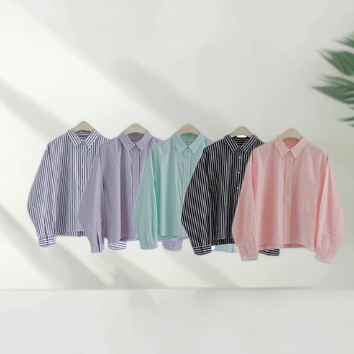 原单 春季新款休闲彩色条纹衬衫1288