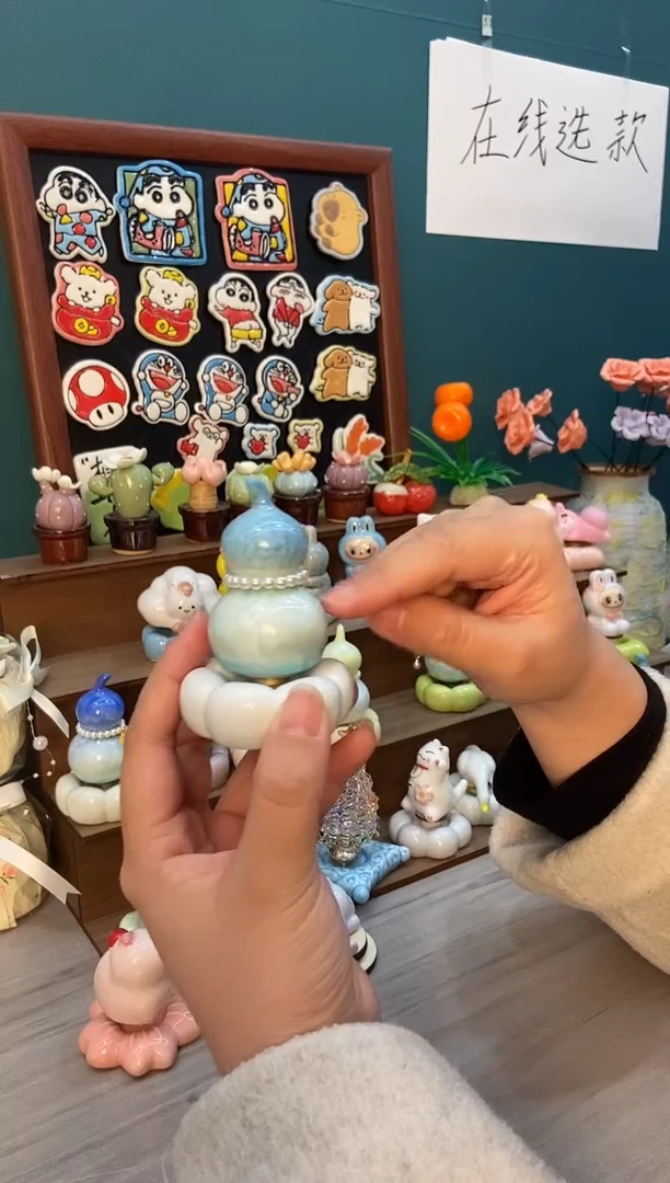 摆件陶天蓝葫芦景德镇陶瓷摆件1个装