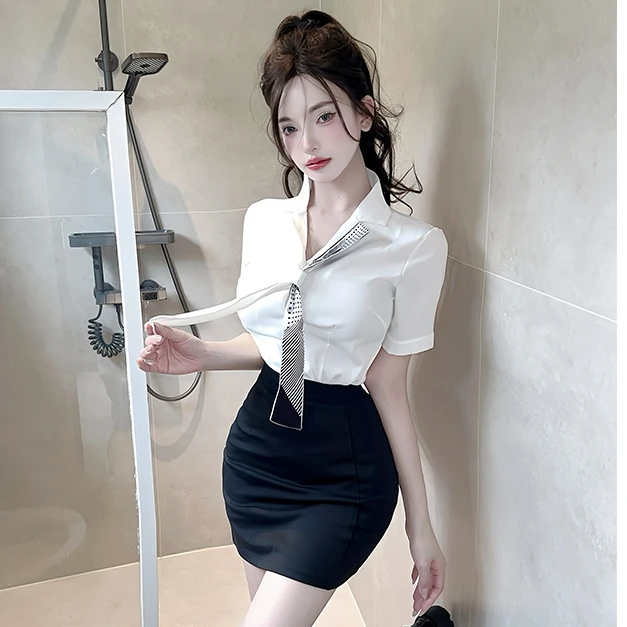 工作服套装女夏季职业装短袖高端气质短袖衬衫上衣包臀裙工衣套装