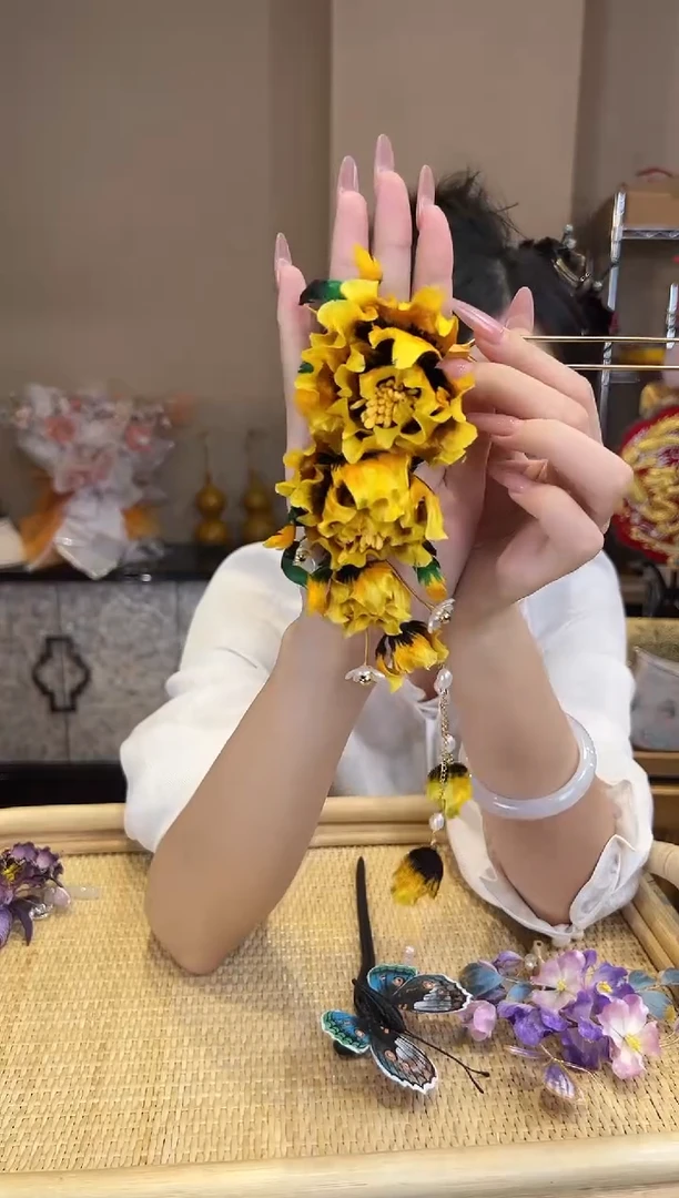 刺绣非遗绒花（发饰）