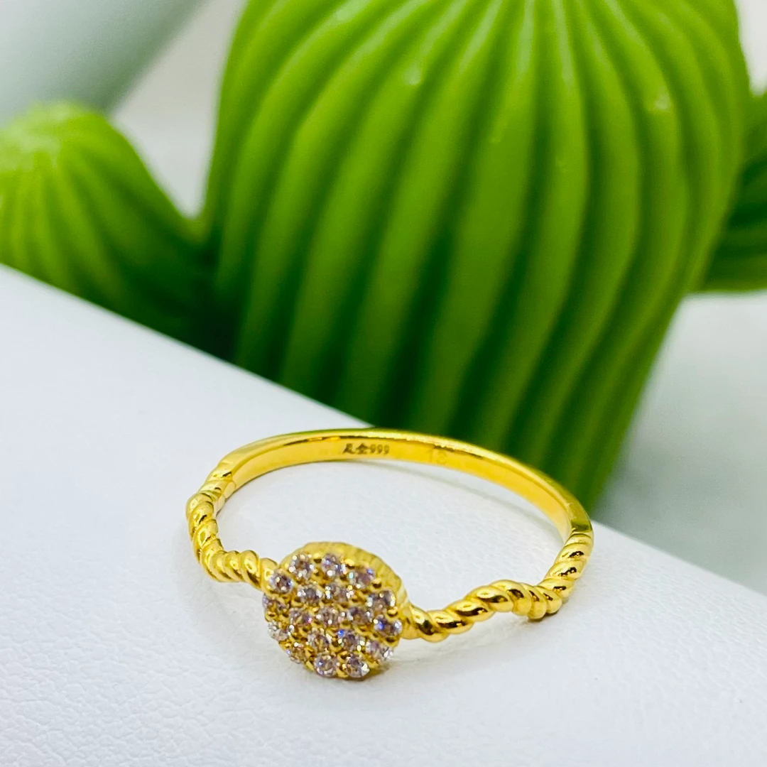 足金999 镶嵌圆形戒指