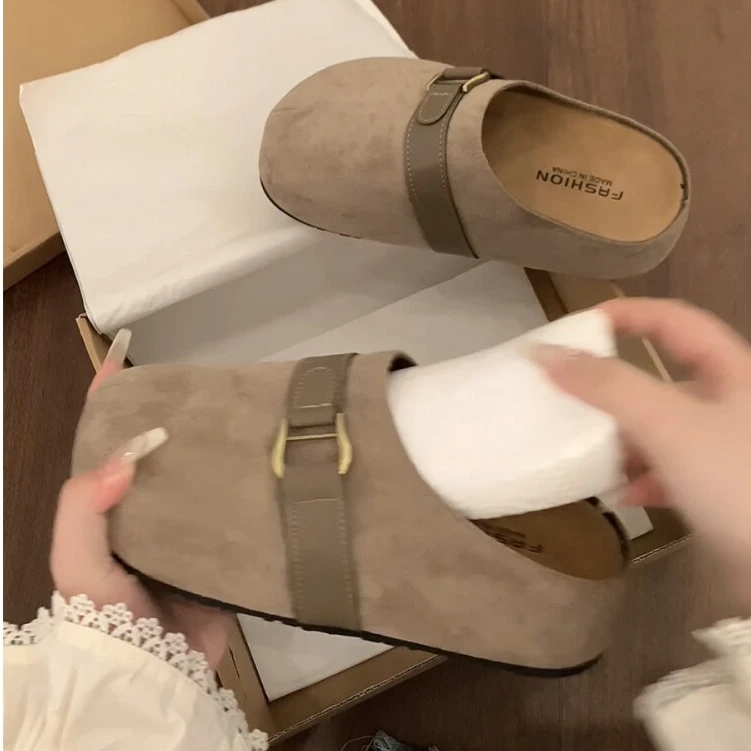 网红时尚复古厚底包头勃肯拖鞋女夏外穿2025新款防滑增高半拖鞋子