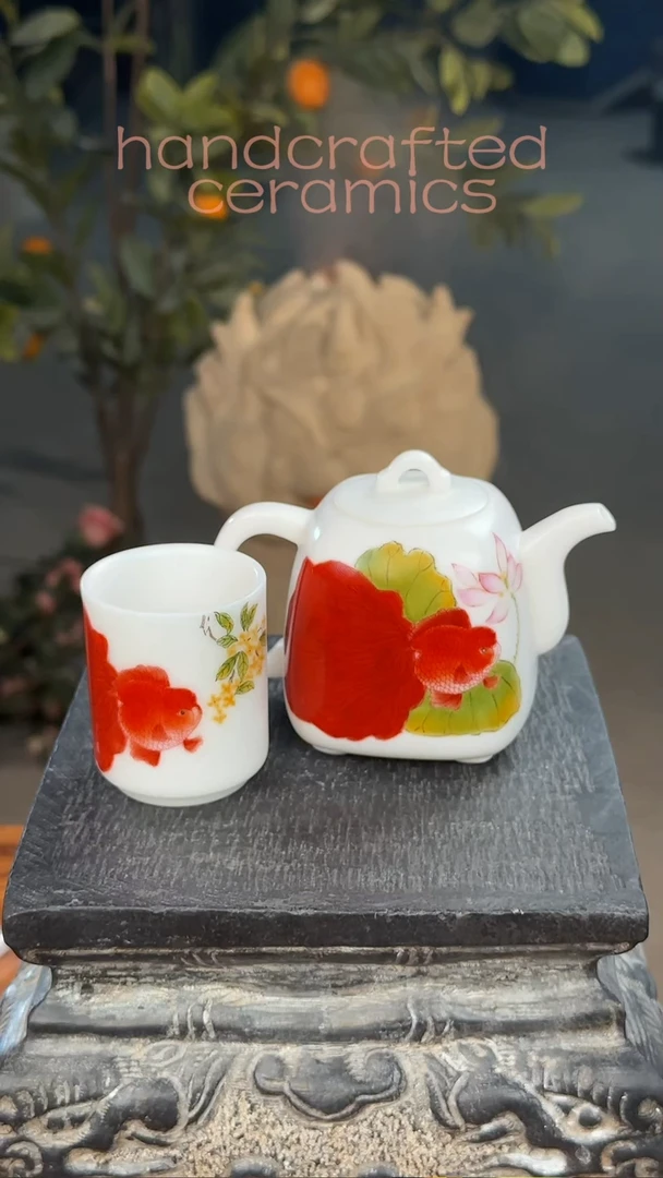 陶瓷玉白泥方壶杯