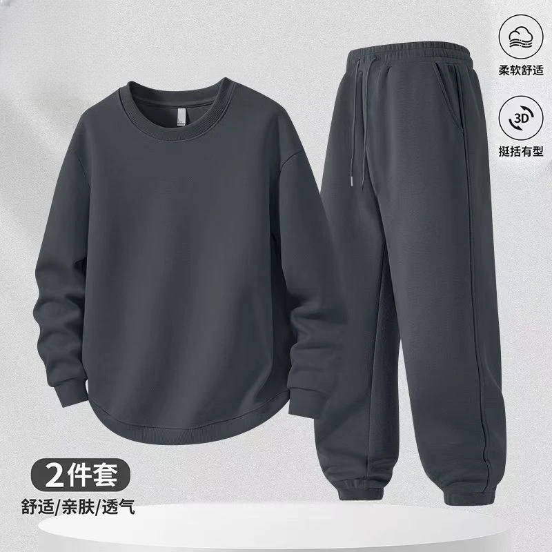 加绒休闲运动套装休闲加肥加大男女情侣款百搭时尚