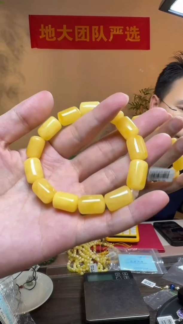 手链琥珀未镶嵌蜜蜡桶珠单圈手串
