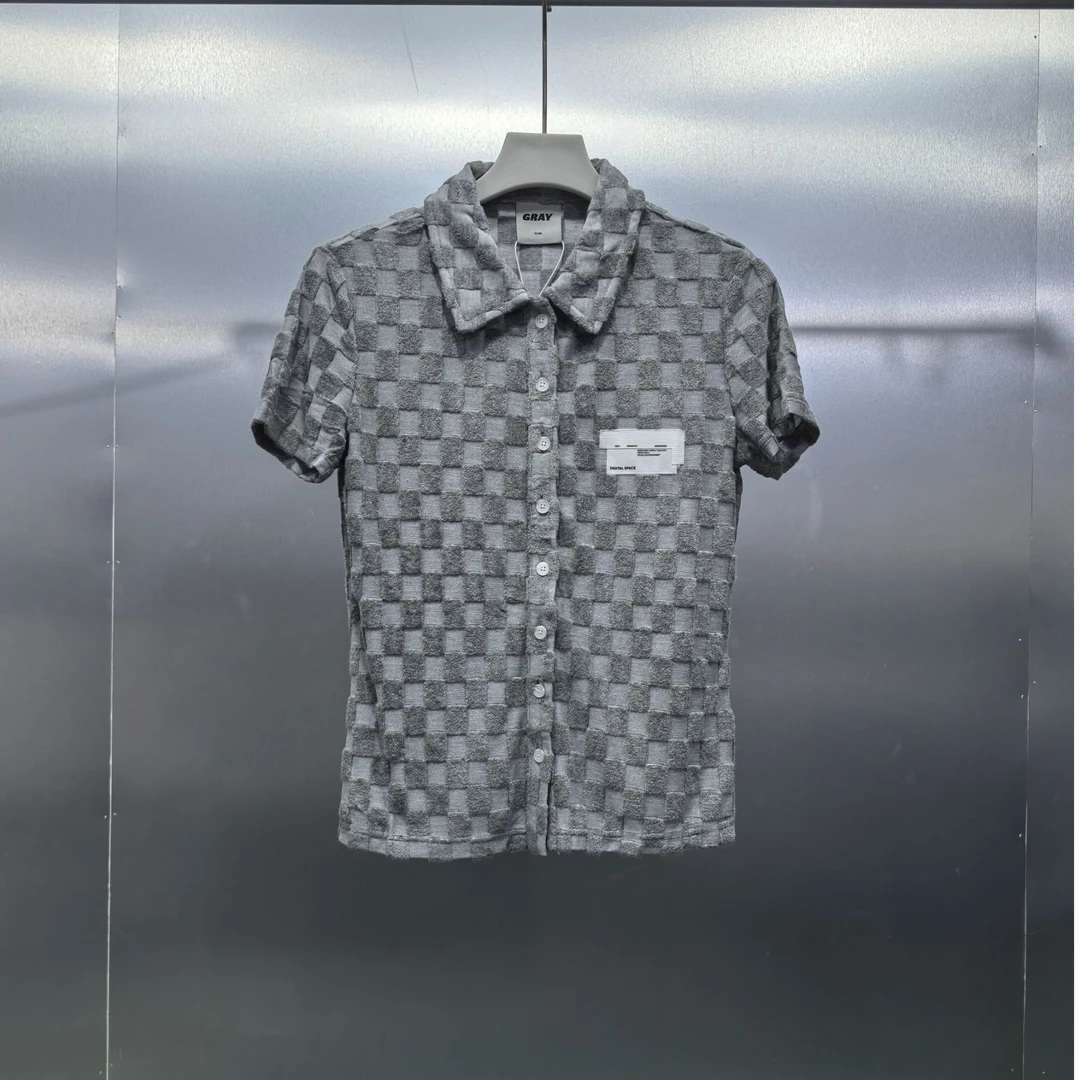 F02-51801-BOS夏季正面贴布刺绣印花格格设计POLO领半袖