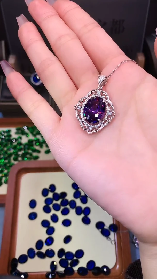 无925银大克拉 重工精切高品质帝王紫吊坠