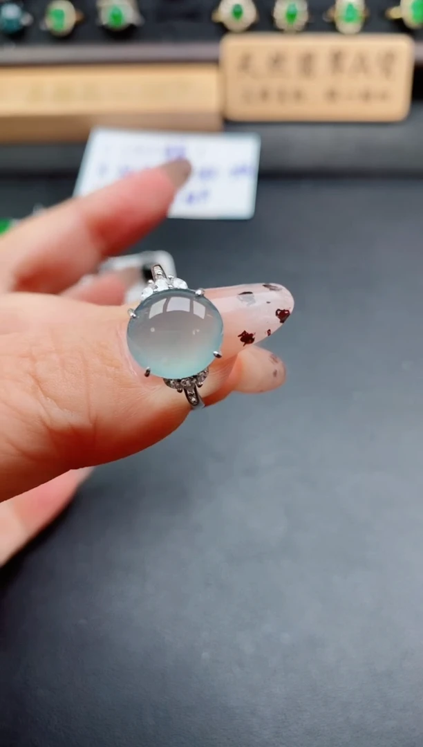 银S925镶嵌戒指翡翠1