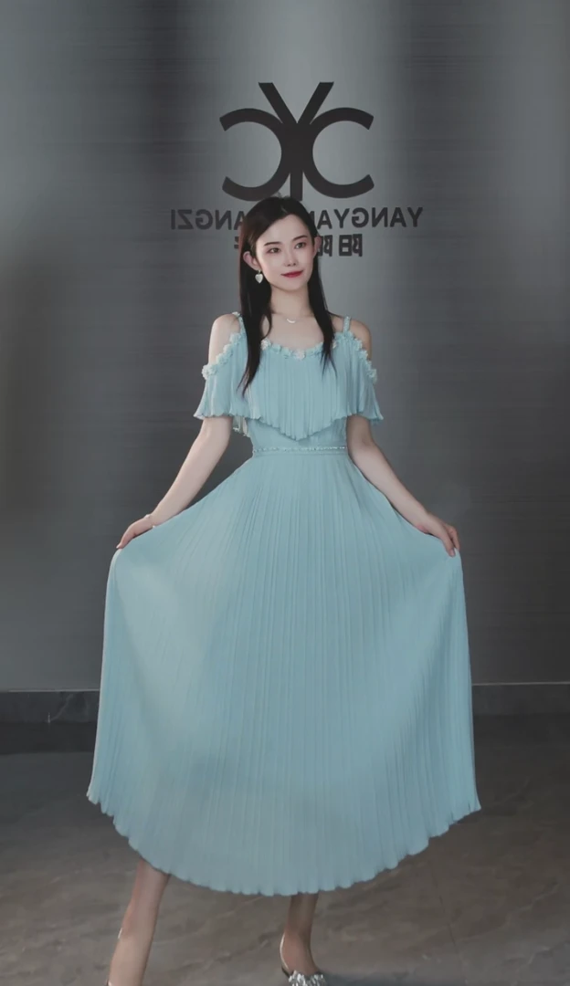 清凉一夏105202可以两穿吊带裙长款收腰显瘦法式轻奢连衣裙夏轻奢