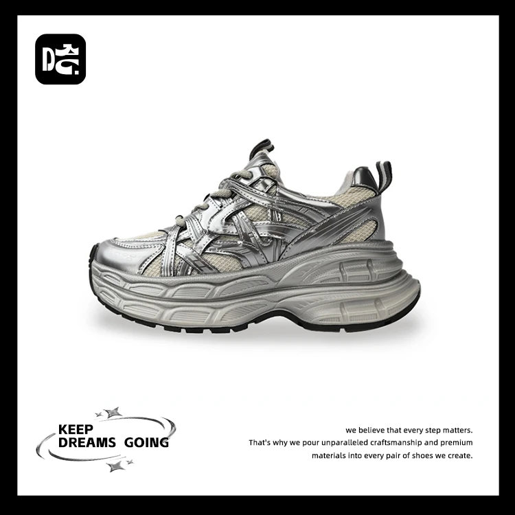 2025夏季新款潮流休闲厚底增高运动透气老爹鞋时尚百搭复古潮鞋