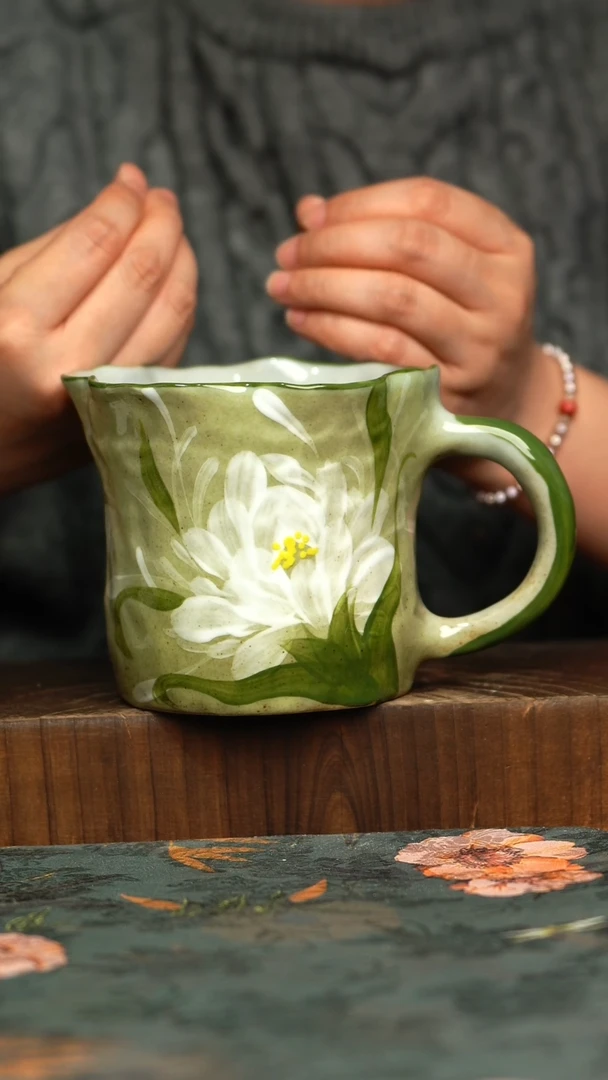 杯釉下彩手工手绘同款陶器