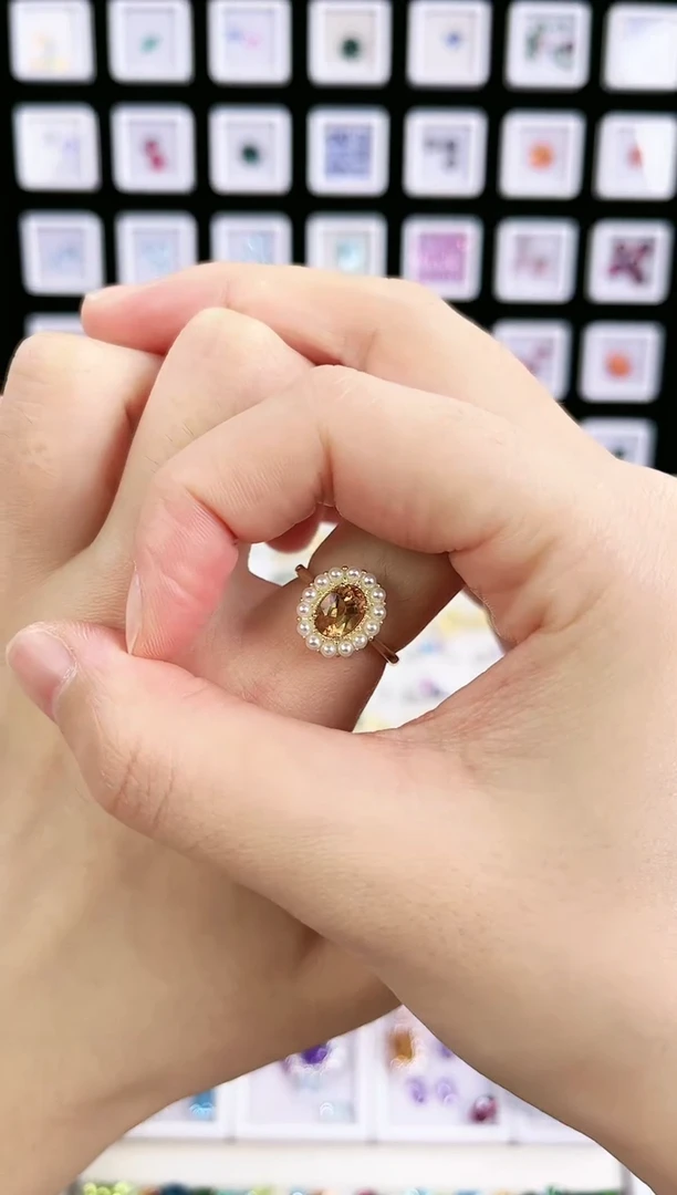 黄晶戒指银S925镶嵌k551