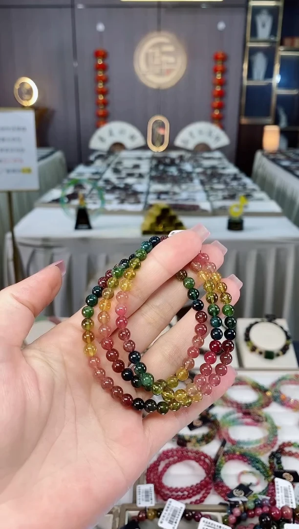 未镶嵌收藏级老矿碧玺三圈手串5mm+碧玺hon多样性发货一条