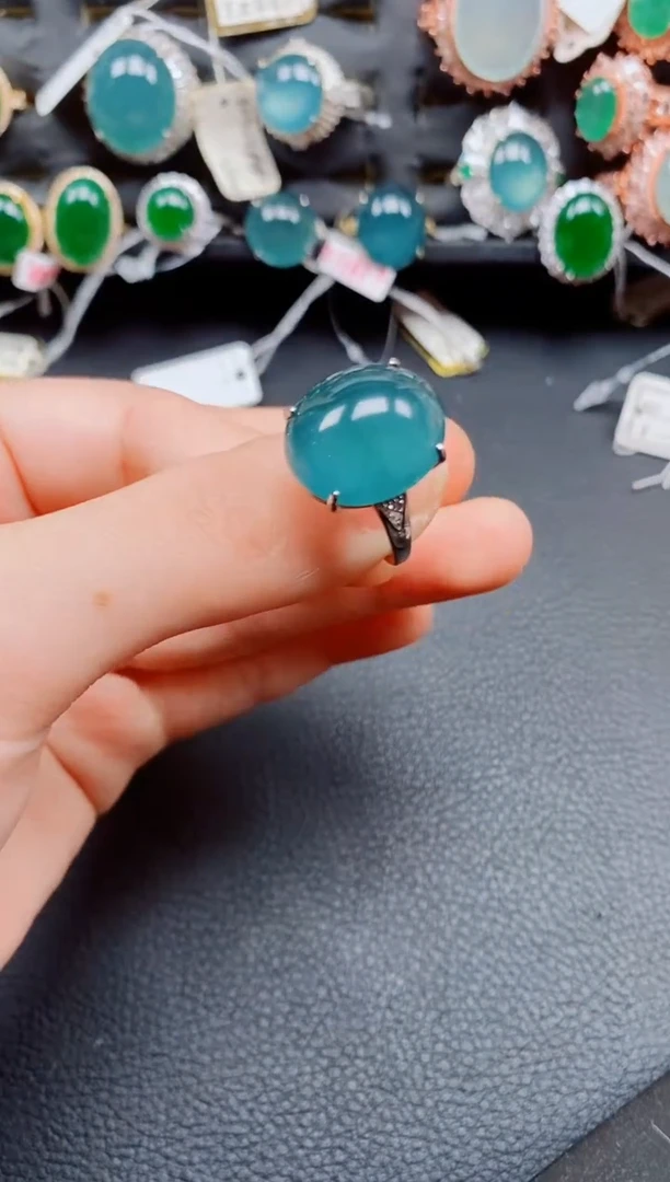 银S925镶嵌戒指翡翠翡翠