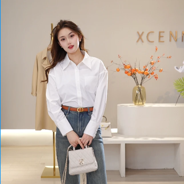 【新宸Xcenn】法式免熨烫气质通勤百搭休闲衬衣女2302