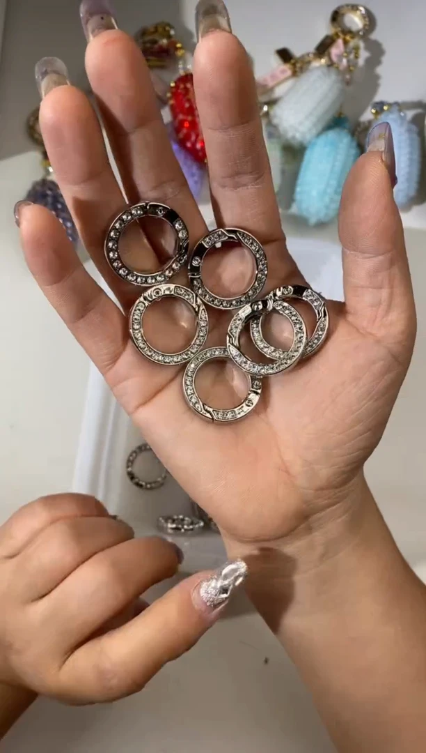 玻璃2857双面钻银色钥匙扣10个