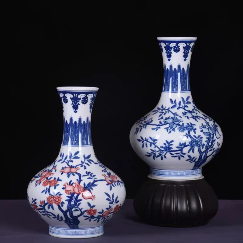 景德镇陶瓷器青花瓷花瓶仿古客厅装饰工艺品摆件家居贺寿客厅玄关