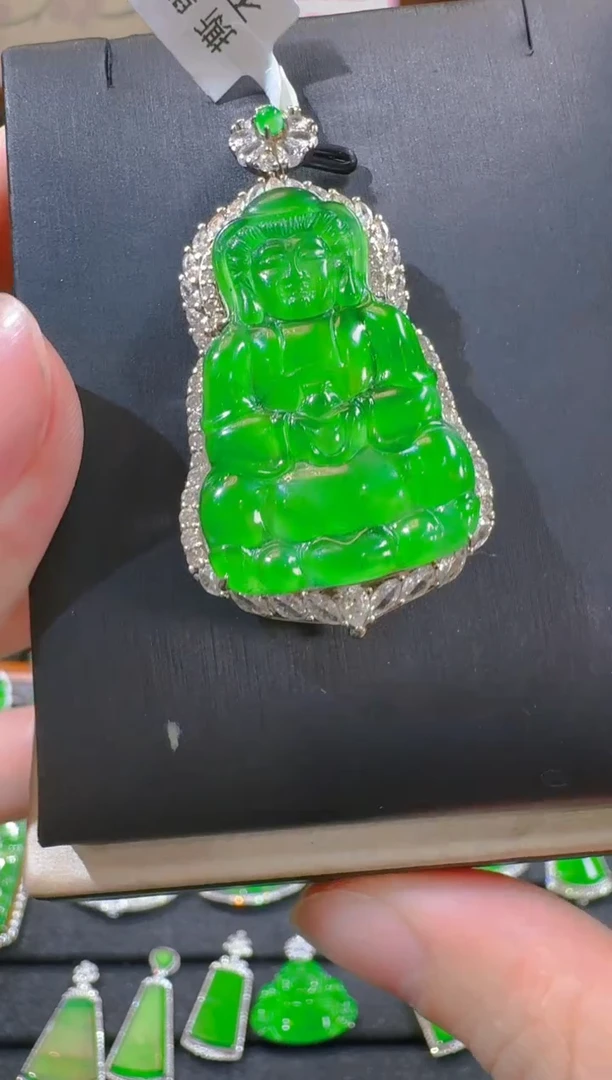 翡翠银S925镶嵌吊坠(赠链)天然A货翡翠
