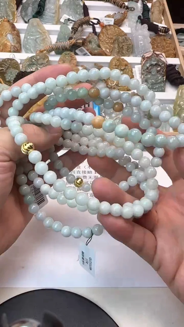 颈饰未镶嵌翡翠天然翡翠多样性发其一（大珠链）