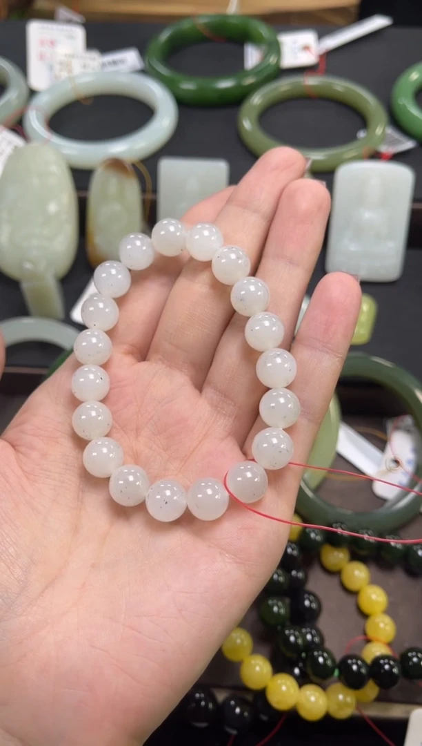 未镶嵌手串和田玉卡10 新疆黑山料圆珠9011502
