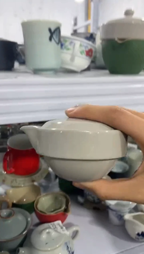 还真汝窑大容量带盖带过滤办公杯陶瓷茶水会议杯