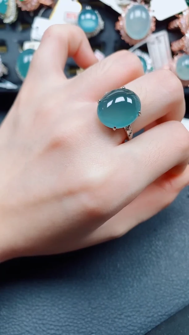 银S925镶嵌戒指翡翠翡翠